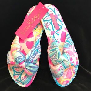 Lilly Pulitzer GWP Pool Slipper Sea Glass AQ Rainforest Retreat. NWT